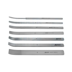 Swiss osteotome 5 curved set of 7 includes 2.0mm, 4.0mm, 6.0mm, 8.0mm, 10.0mm, 12.0mm and 15.0mm wide flat handle – surgivalley (090210856)